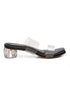 GNIST Black Twin Strap Transparent Clear Block Heels